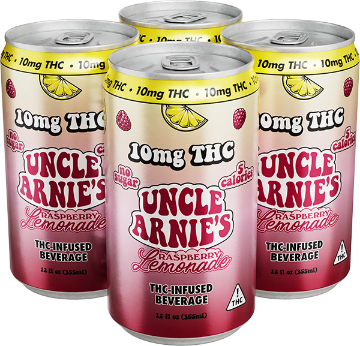 Picture of Uncle Arnie's 10mg THC Raspberry Lemonade (4 x 12oz cans)