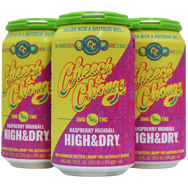 Picture of Cheech & Chong's Raspberry Highball High & Dry 5mg THC Seltzer (6 x 12oz cans)
